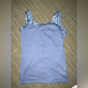 denim blue lace tank top